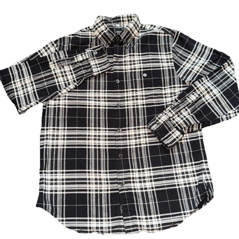 Todd Snyder Shirt Men's M Black Plaid Double Knit Flannel Casual